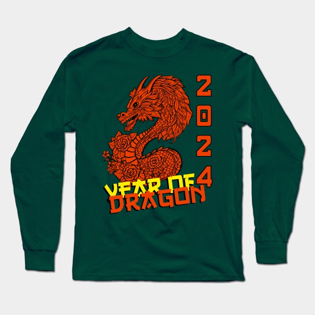 2024, Year of The Dragon. Long Sleeve T-Shirt by TaansCreation 